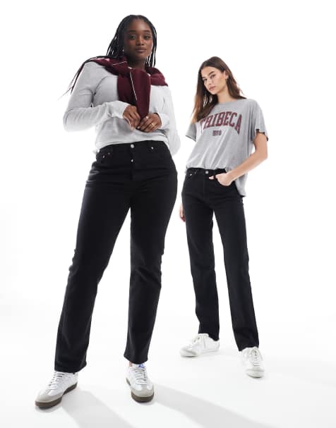 Levi's - 501 - Sorte cropped jeans i lige pasform - view 1