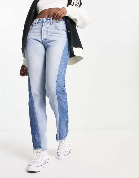 Levi's 501 spliced leg jeans in light wash - view 1