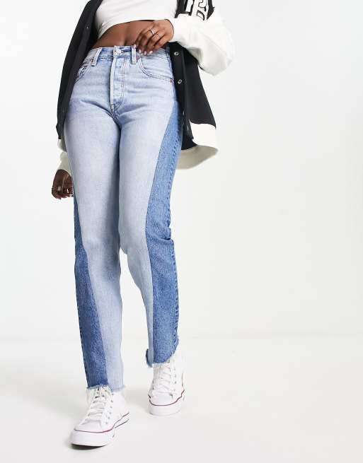 Levi's 501 spliced leg jeans in light wash