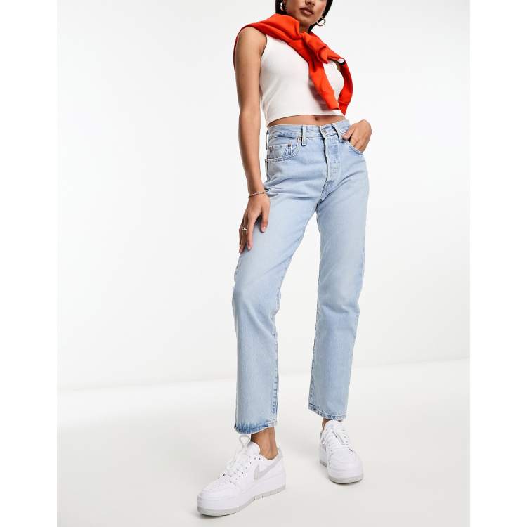 Levi's 501 crop jean in light wash best sale