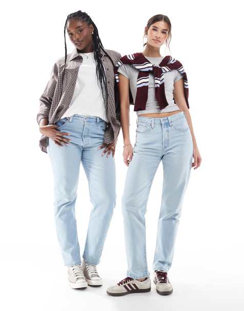 Levi's 501 straight fit crop jeans in light blue