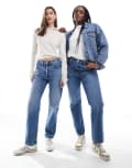 [Levi's] Levi's 501 straight fit crop jeans in washed mid blue W28 L28 Washed mid blue