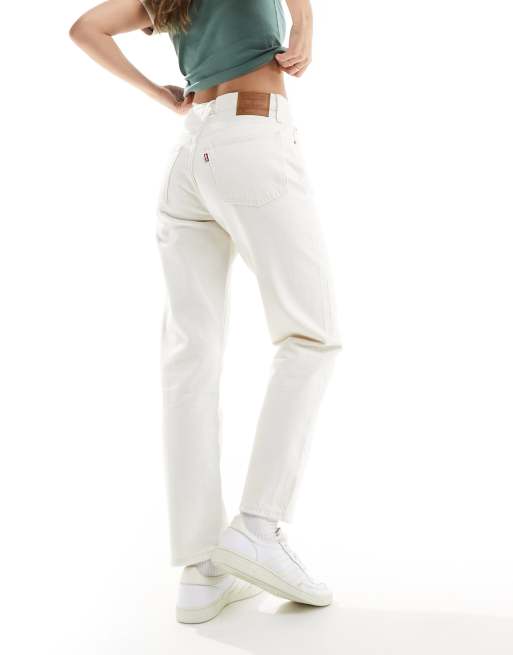 Levi s 501 straight fit crop jeans in white ASOS