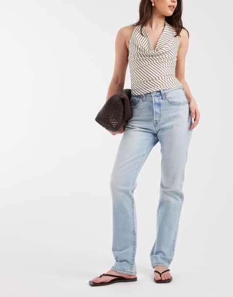 Levi's 501 straight jeans in light blue  - view 1