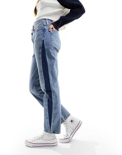 Levi's – 501 – Verkürzte Jeans in Blau mit seitlichem Streifen und geradem Schnitt - view 1
