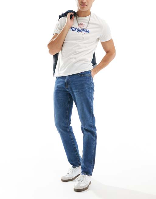 Levi's – 502 – Granatowe jeansy ze zwężanymi nogawkami i efektem sprania