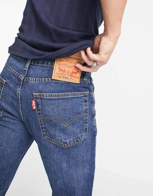 Levi's – 502 Hi-Ball – Granatowe zwężane jeansy z efektem sprania, 3 z 4