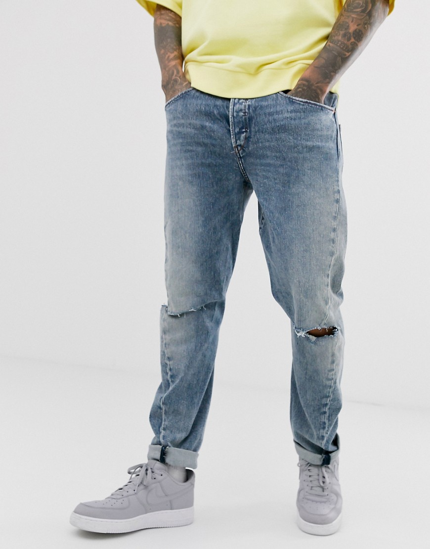 Levi's 502 - Jeans indaco chiaro stretti in fondo-Blu