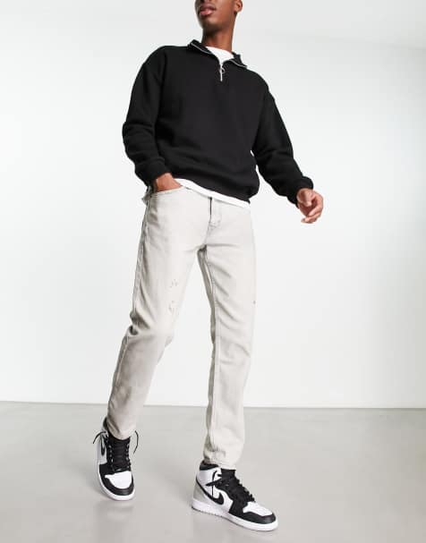 Levi's - 502 - Lysegrå tapered jeans med malerpletter - view 1