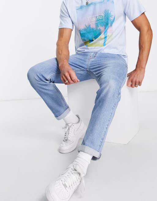 Levi's - 502 Smaltoelopende 'hi ball' jeans met lichte wassing in blauw, 4 van 4