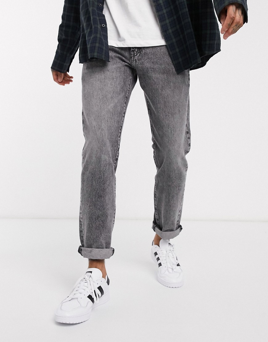 Levi's 502 - Sorte syrevaskede justerbare jeans i regular tapered pasform
