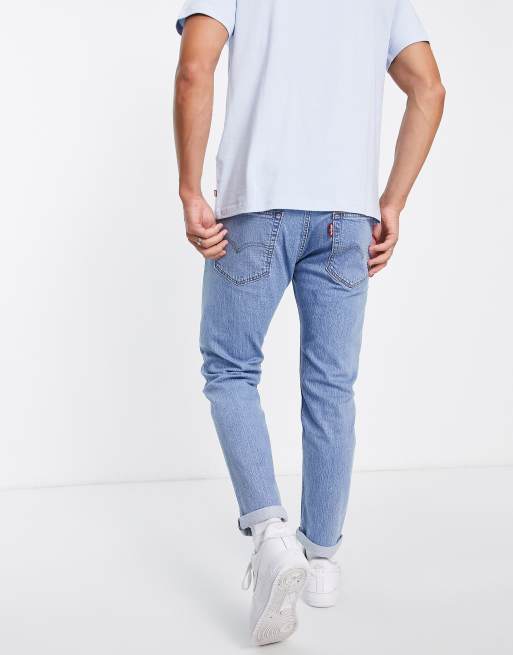 Levi s 502 taper hi ball jeans in light wash blue