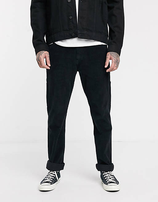 Levi's 502 tapered cord carpenter trousers in mineral black | ASOS