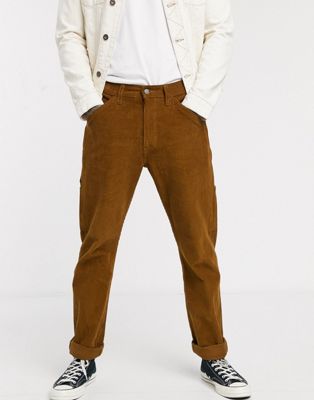 Levi's 502 tapered cord carpenter trousers in monks robe tan