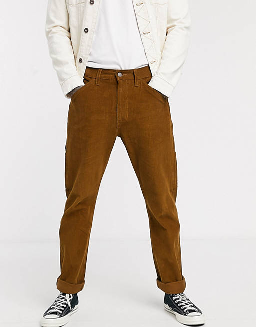 Levi's 502 tapered cord carpenter trousers in monks robe tan | ASOS