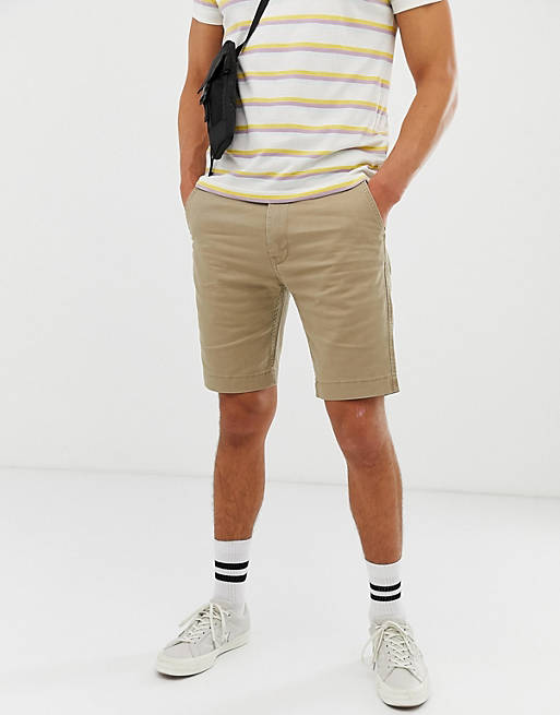 Levi's 502 tapered true chino twill shorts in lead gray tan | ASOS