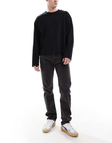 Levi's - 505 - Normale jeans met rechte pijpen in zwart met wassing - view 1