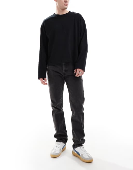 Levi's - 505 - Vasket sorte jeans med lige ben i regular fit