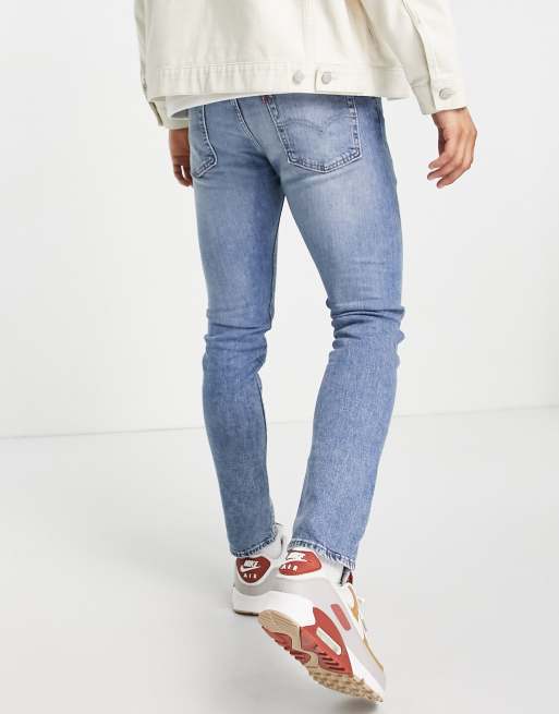 Levi's 510 skinny fit jeans in hard hitter distressed flex stretch light  indigo worn in wash | ASOS