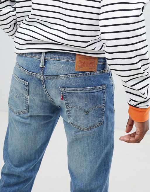 Levi's 511 - Slim-fit jeans met lage taille en zonvervaagde blauwe wassing, 3 van 4