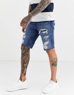 levis ripped shorts mens