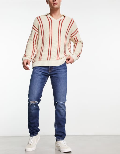 Levi's – 512 – Ciemnoniebieskie dopasowane zwężane jeansy z rozdarciami