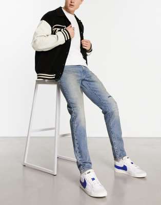 Levi's 512 slim tapered fit jeans in vintage blue wash with knee abraisons - ASOS Price Checker