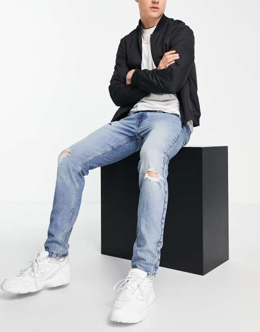 Levi's - 512 - Smalle toelopende distressed jeans in lichtblauwe wassing , 3 van 4