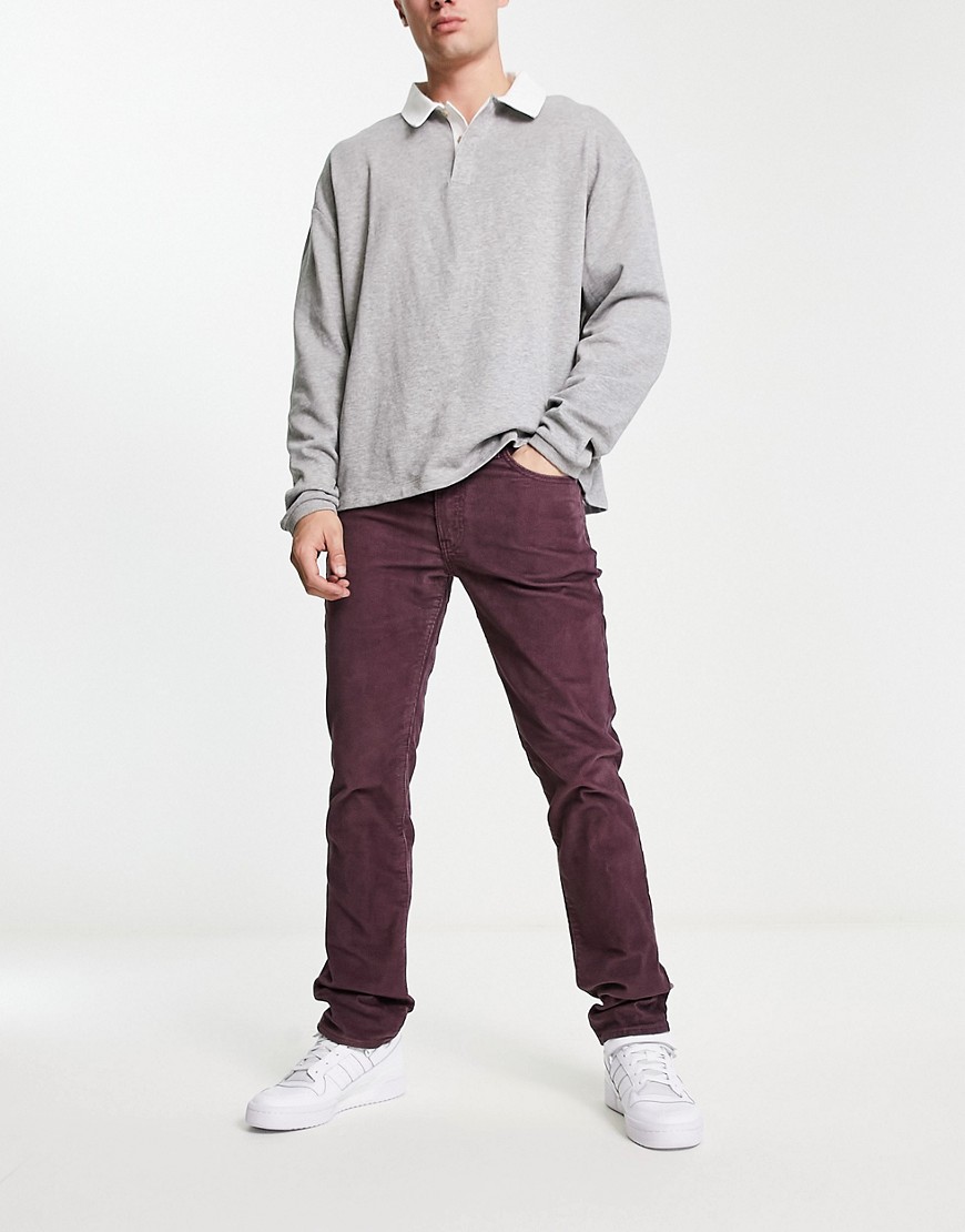 Levi's 513 slim corduroy pants in burgundy-Purple