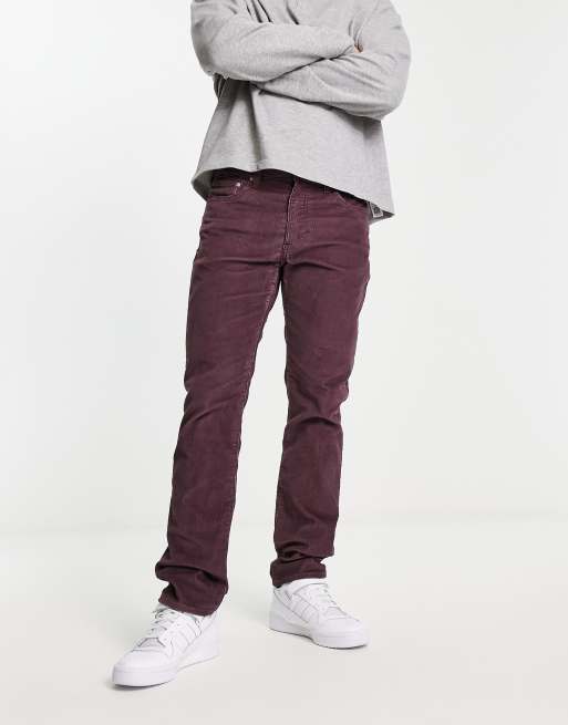 Levi's 513 slim corduroy pants in burgundy | ASOS