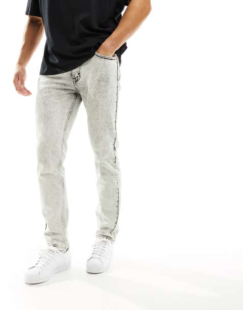 Baggy Fit Acid Wash Cargo Jeans