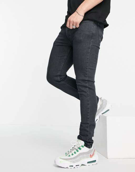 Levi s 519 super skinny fit hi ball jeans in black overdye wash