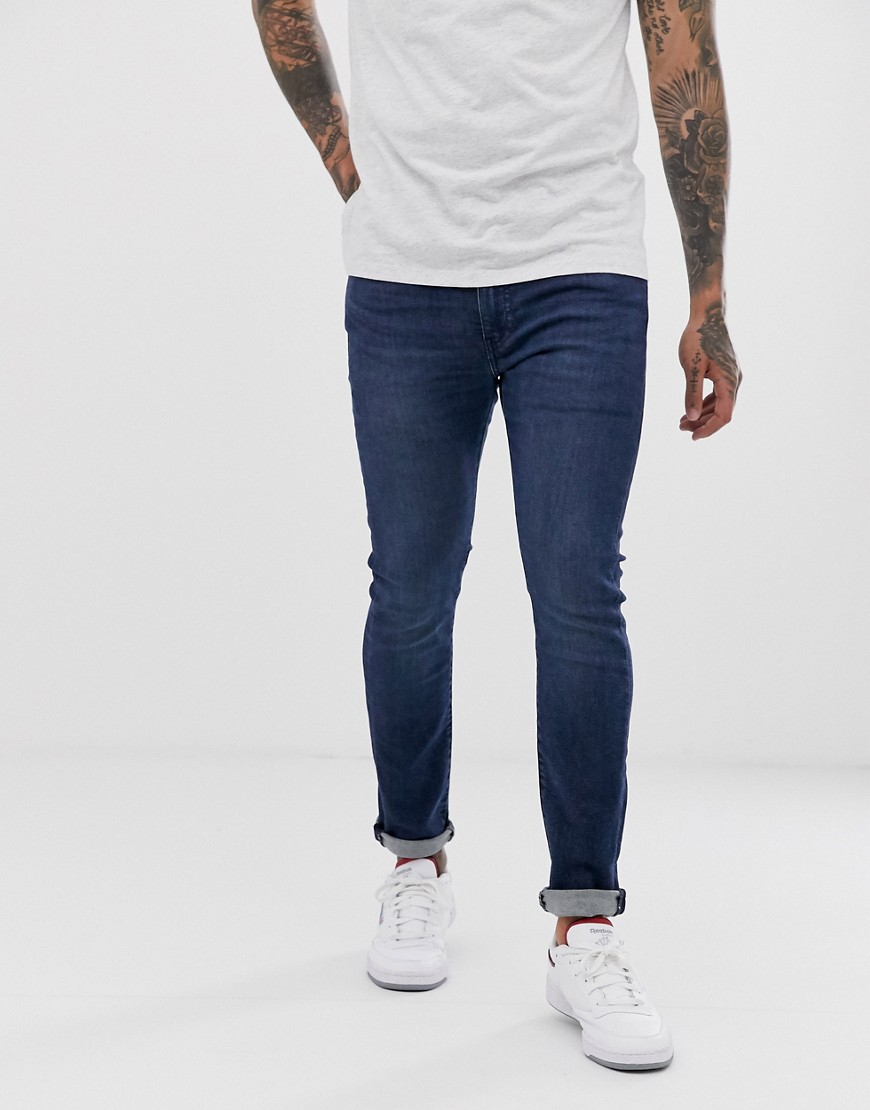 Levi's 519 - Super skinny-fit jeans met lage taille in saliegroen overt advanced mid wash-Blauw