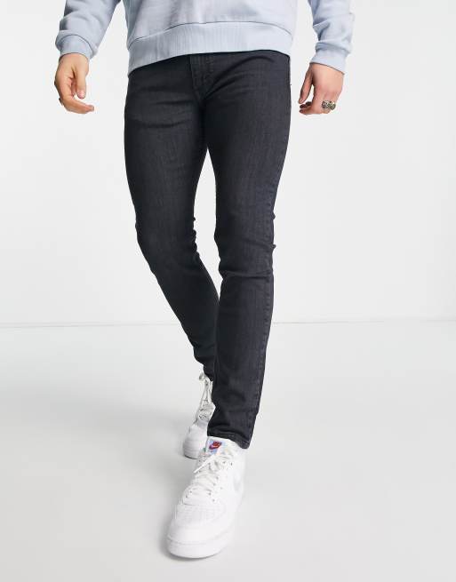Levi's – 519 – Svarta superskinny jeans med tvättad finish