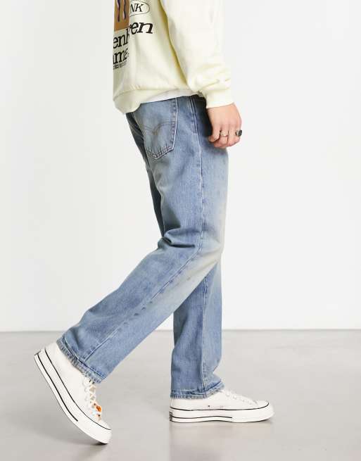 Levi's 551z authentic straight fit jeans in vintage light blue wash with  paint marks | ASOS