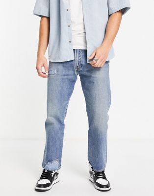 Levi's 551z straight fit cropped jeans in mid blue
