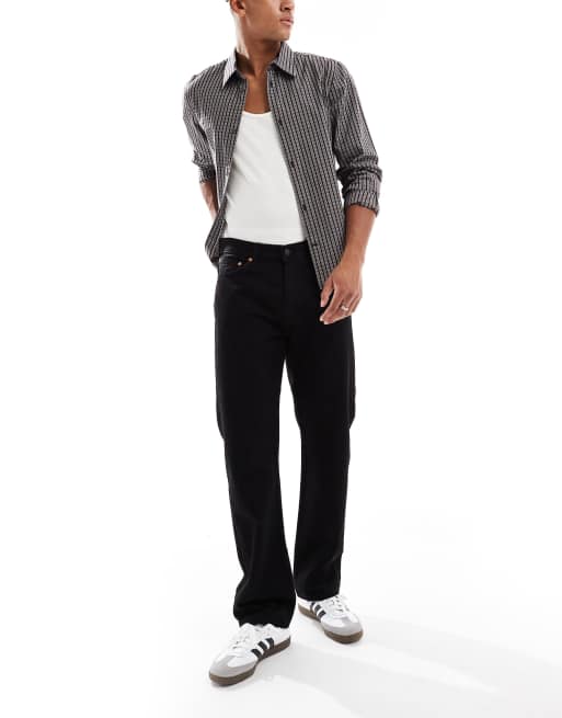 Levi's 555 – '96 – Svarta, avslappnade jeans med rak passform