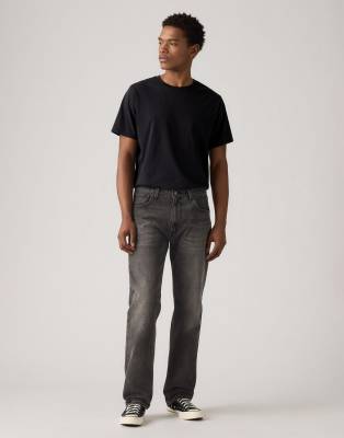 Locker geschnittene Straight Jeans in marineblauer Waschung-Schwarz Schwarz W36 L30