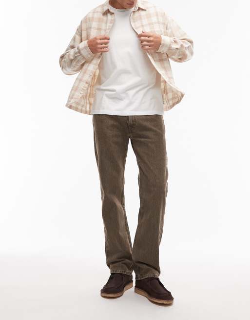 Levi's 555 relaxed straight fit jeans in brown overdyed