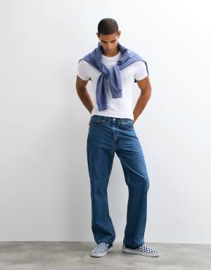 Levis 565 97 loose straight jeans in mid blue wash