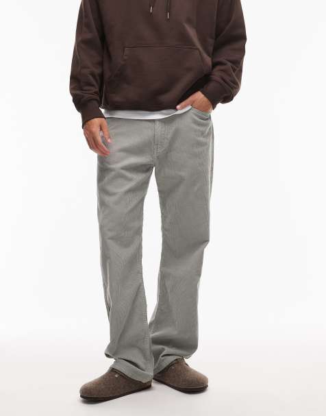 Levi's 565 loose straight fit cord 5 pocket trousers in light grey