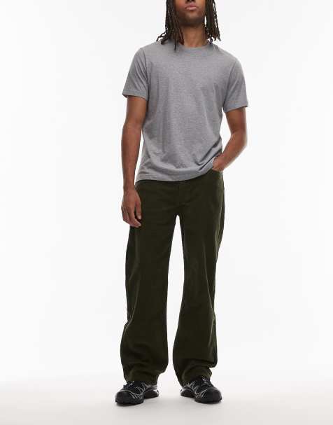 Levi's 565 loose straight fit cord 5 pocket trousers in dark green - view 1