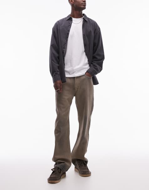 Levi's 565 loose straight fit overdye jeans in brown - view 1
