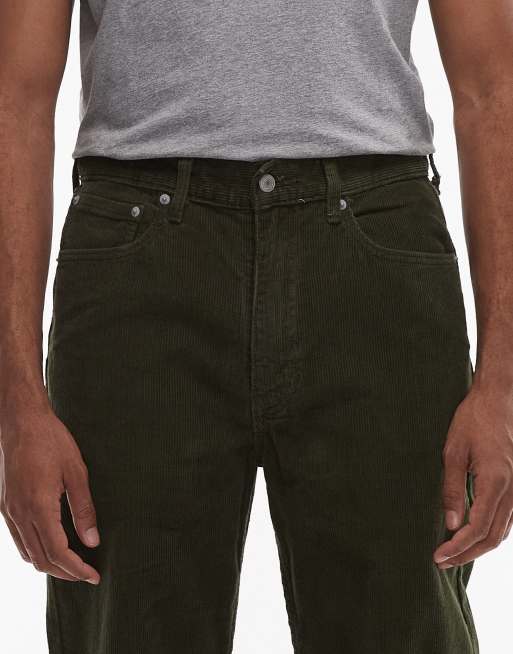 Levi's - 565 - Pantaloni dritti larghi in tessuto a coste color verde scuro con 5 tasche, 4 di 5