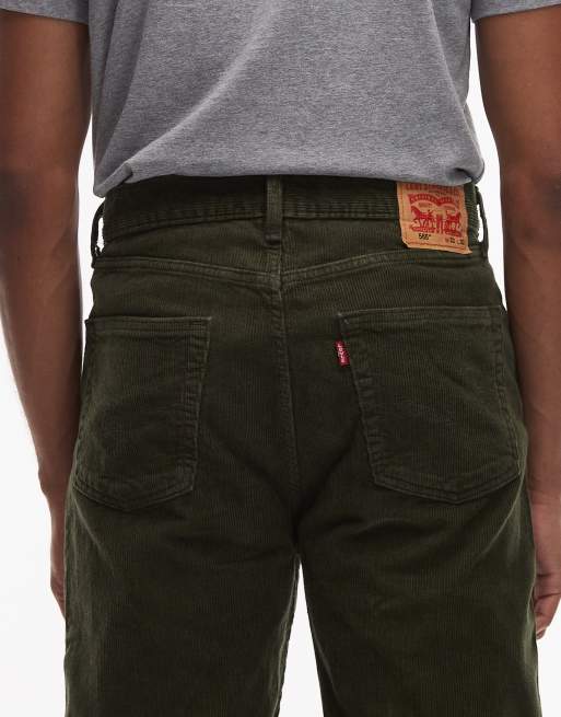 Levi's - 565 - Pantaloni dritti larghi in tessuto a coste color verde scuro con 5 tasche, 5 di 5