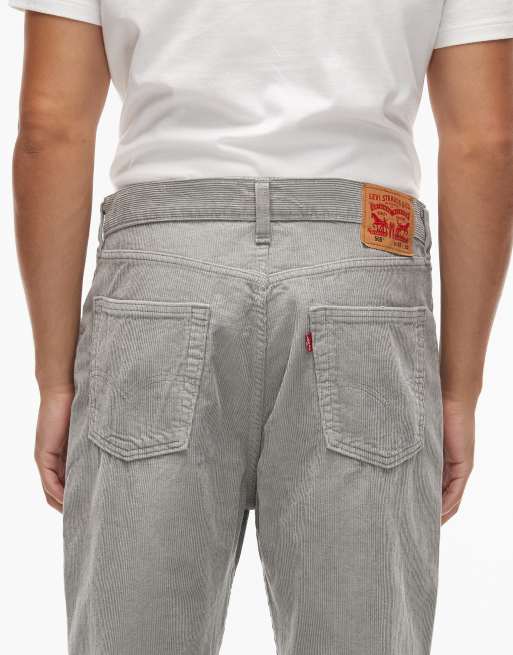 Levi's - 565 - Pantaloni dritti larghi in tessuto a coste grigio chiaro con 5 tasche, 5 di 5