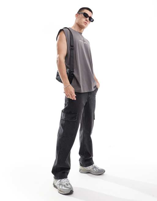 Levi's – 568 – Cargo-Jeans in verwaschenem Schwarz mit lockerem, geradem Schnitt