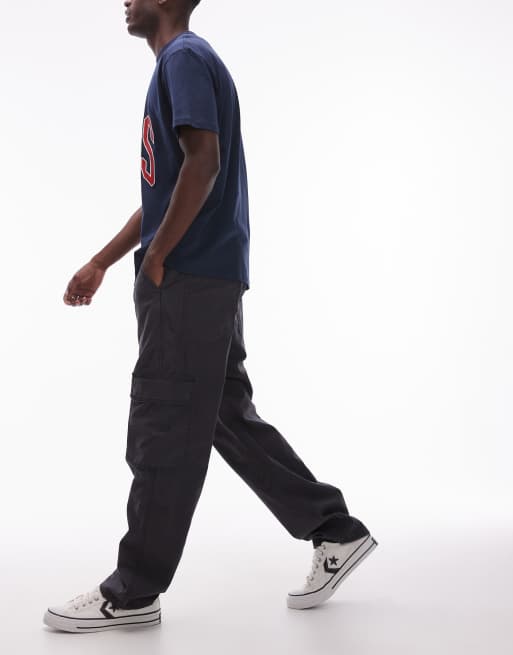 Levi's 568 cargo loose straight slub pants in black