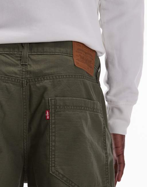 Levi's 568 cargo loose straight slub pants in dark green