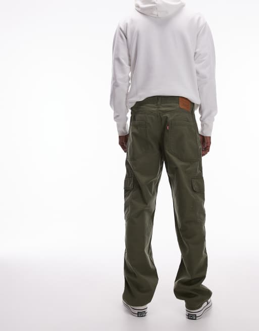 Levi's 568 cargo loose straight slub pants in dark green